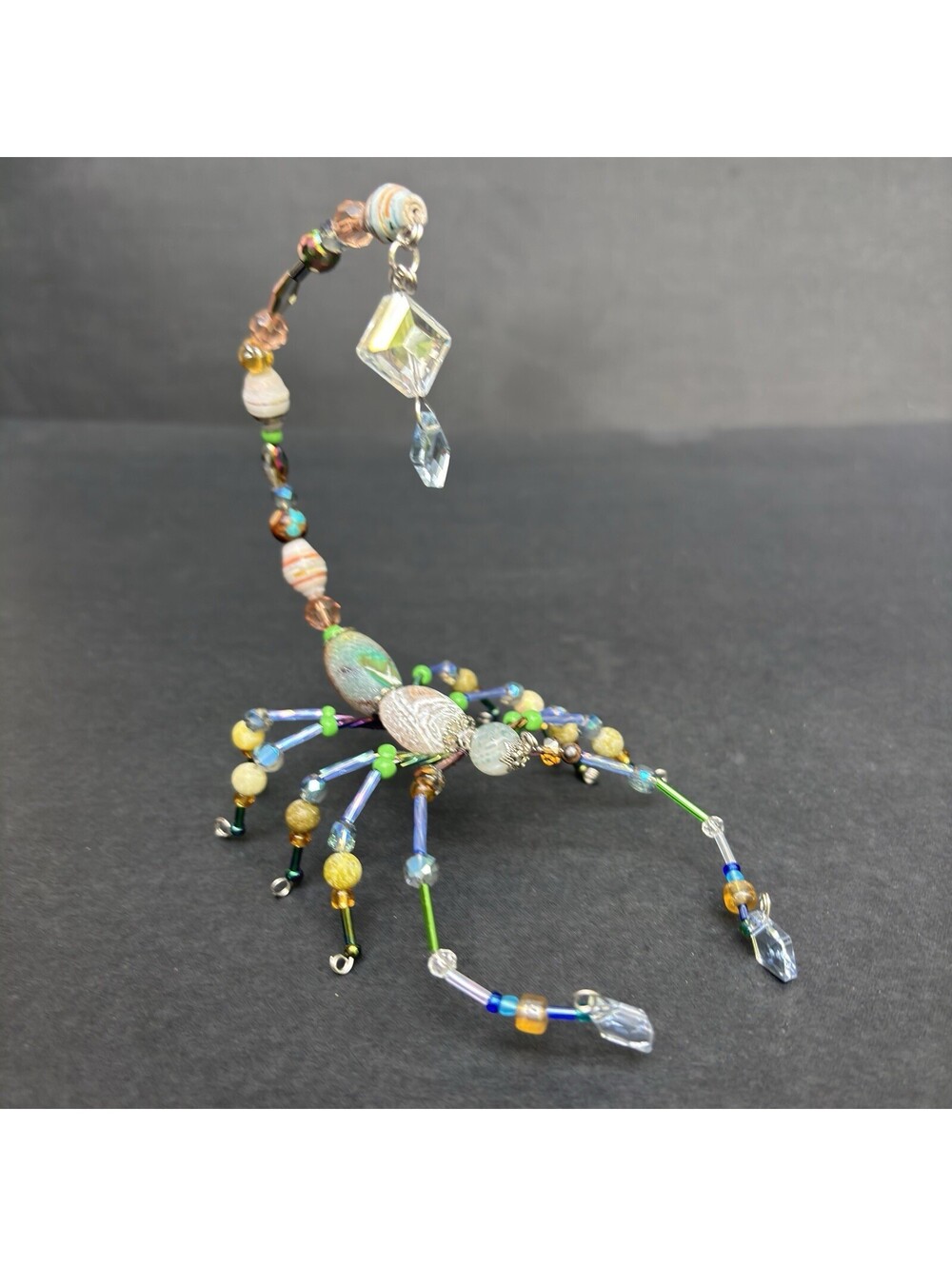 Multicolored Glass Beaded Scorpion Sun Catcher Arachnid Decor 5" VIDEO